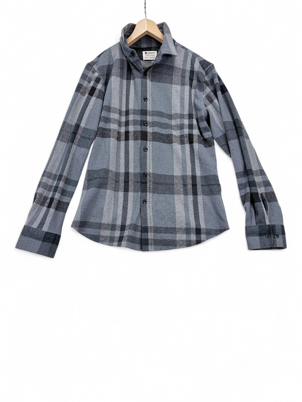 Sperry Men's Plaid Button-Down Shirt M Gray Casual